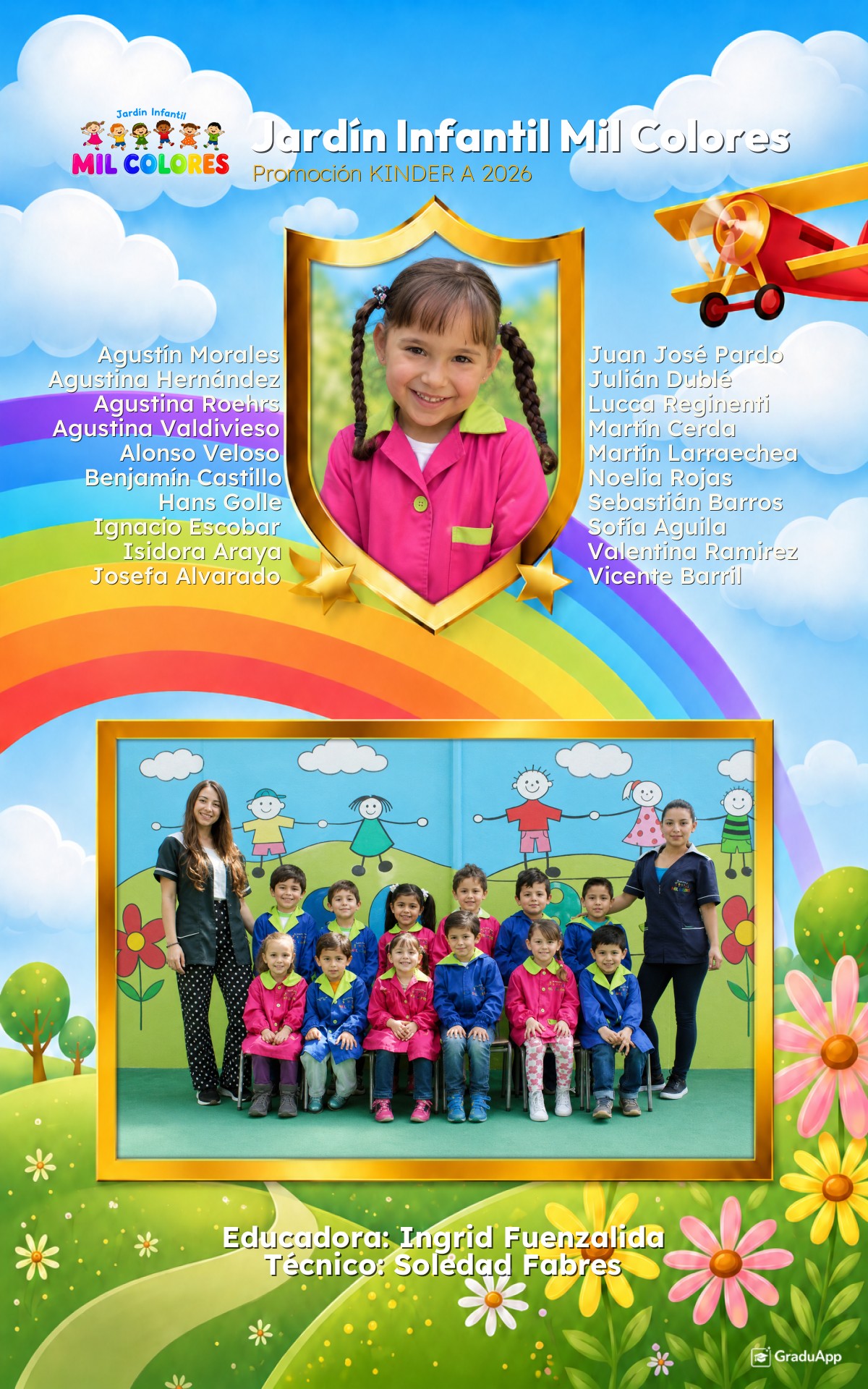 Ejemplo de cuadro de graduación vertical con foto individual